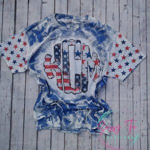 Patriotic Custom Monogram Bleached Tee